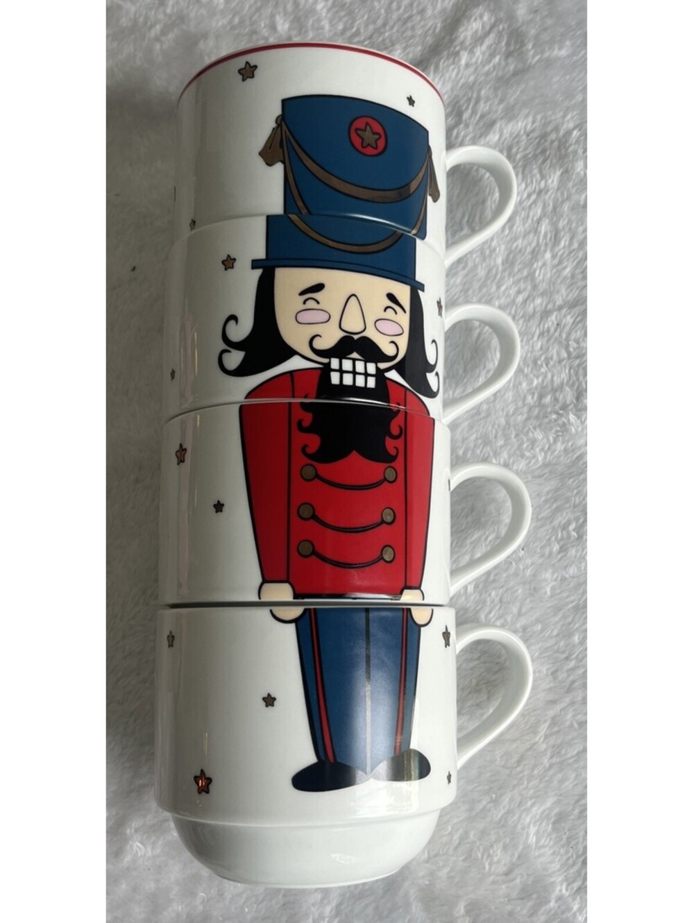 NUTCRACKER The Cellar Macy’s Stackable Mugs Set of 4 Christmas Holiday